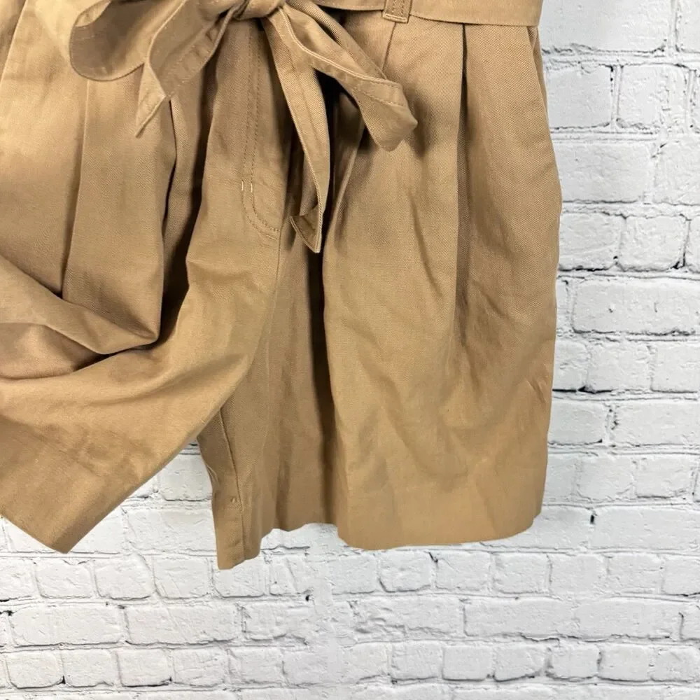 Banana Republic Safari Camp Romper Tan Linen Cotton Belted Women 4 Granola Girl
